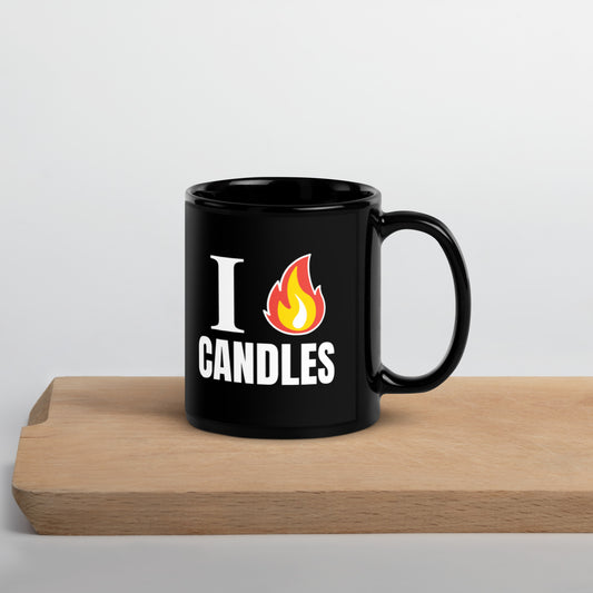 I Love Candles Black Glossy Mug